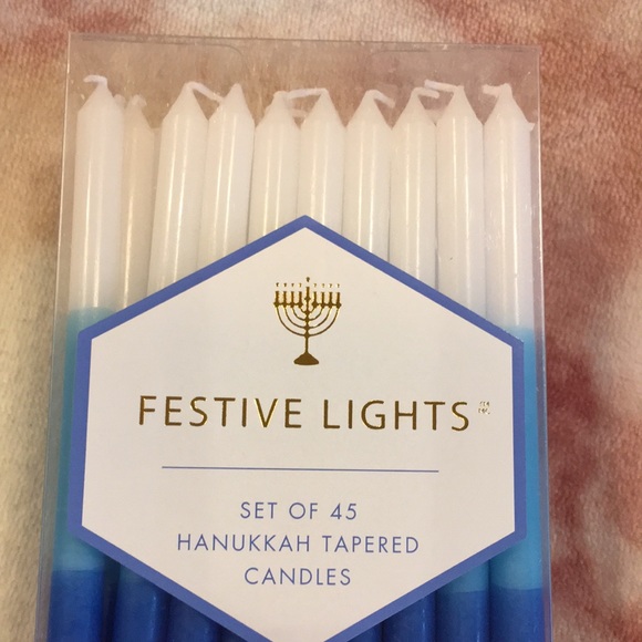 Festive Lights Hanukkah Candle Set of 45 count NWT Variagated Color Bluetowhite - Picture 2 of 10